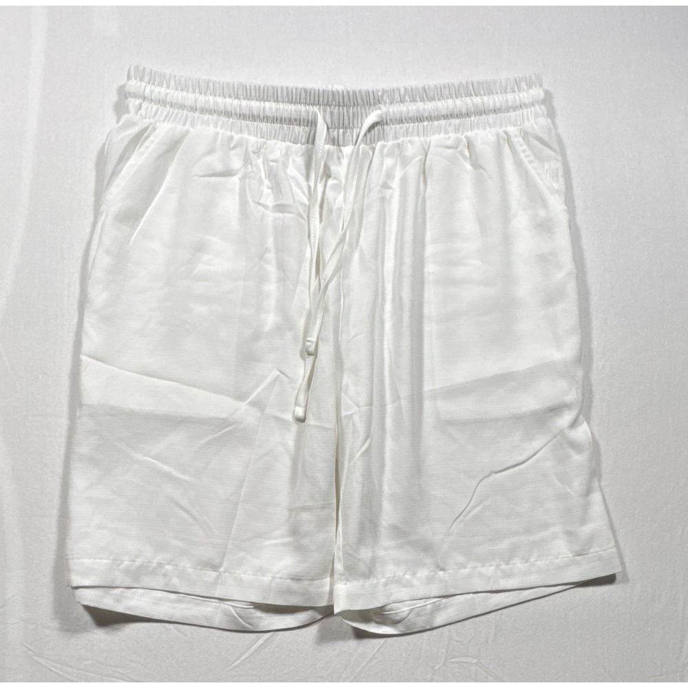 COOFANDY Men's Athletic Activewear Shorts Drawstring Elastic Waist White L